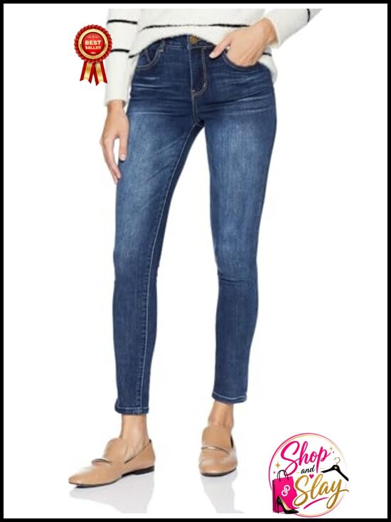 Denim - High Rise Ankle Skinny Jeans Super Stretch Slimming Panels Casual